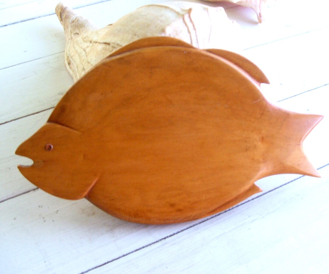 Vintage Hand Carved Wooden Fish Wall Hanging Etsy