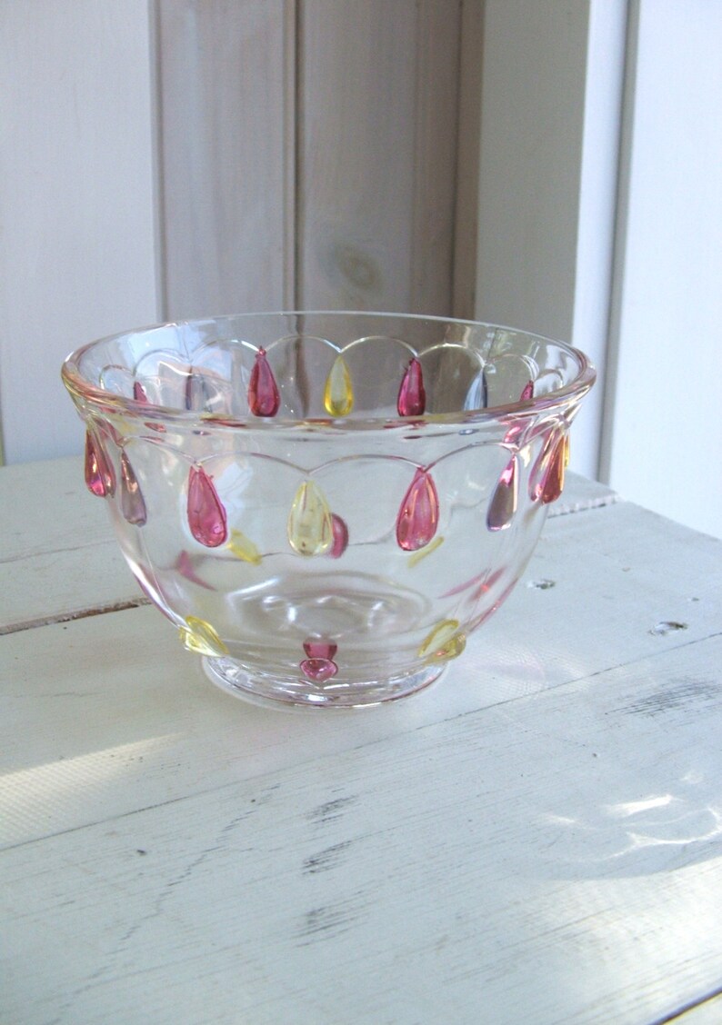 Download Vintage Pressed Glass Bowl Rainbow Color Teardrop | Etsy