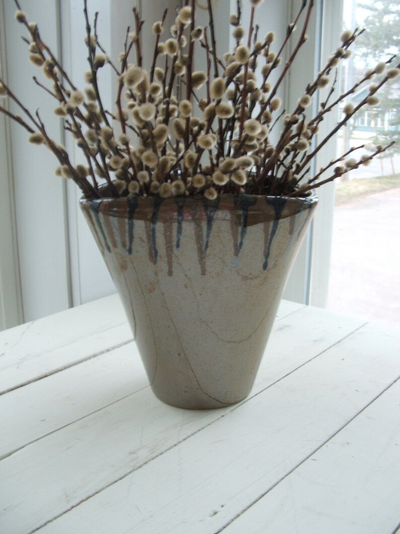 Large Vintage Pottery Vase Drip Glaze Luster Made in Italy