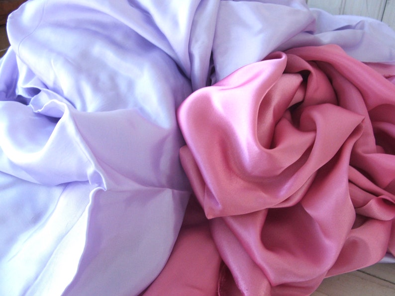 Vintage Satin Fabric Pink and Lavender