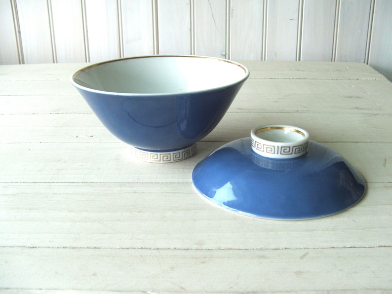 Vintage Ceramic Japanese Soup Bowl with lid blue and Etsy
