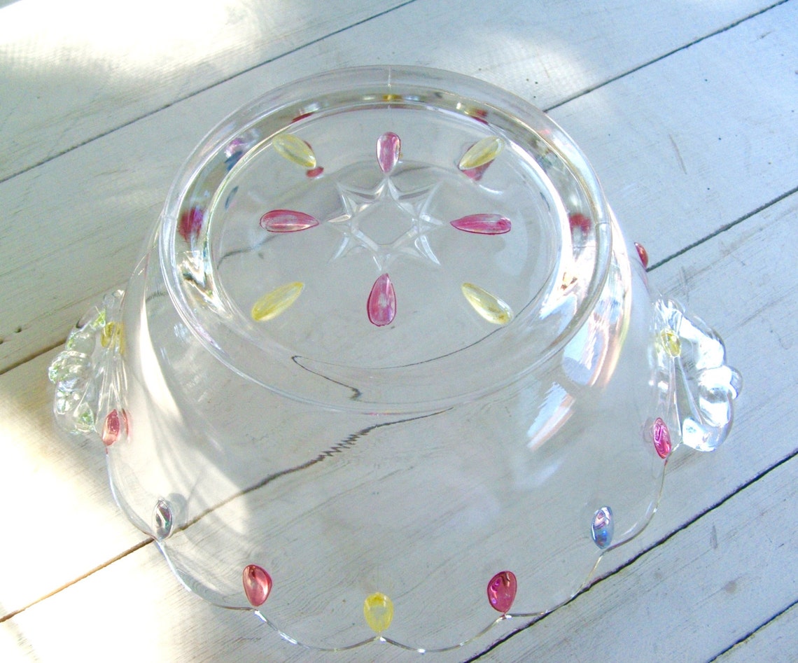 Download Vintage Pressed Glass Bowl with handles Rainbow Color ...
