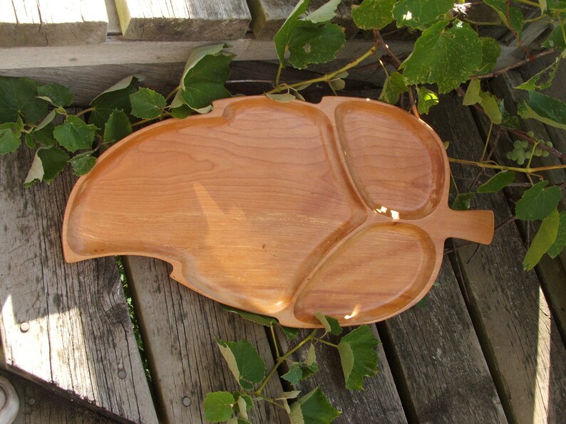 Vintage Large Tropical Wood Leaf Serving Tray Etsy