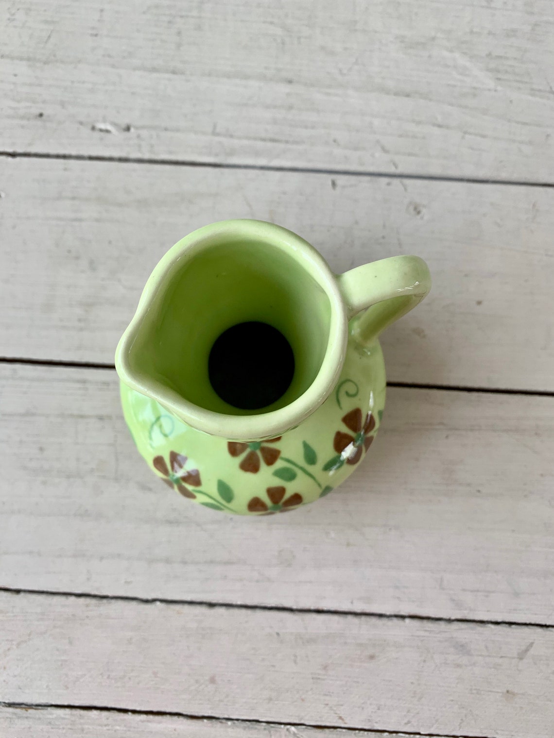 Cottage Bloom Green Floral Pitcher