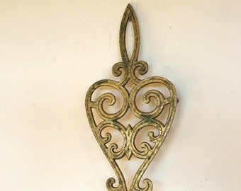 Vintage Brass Trivet Heart Shape