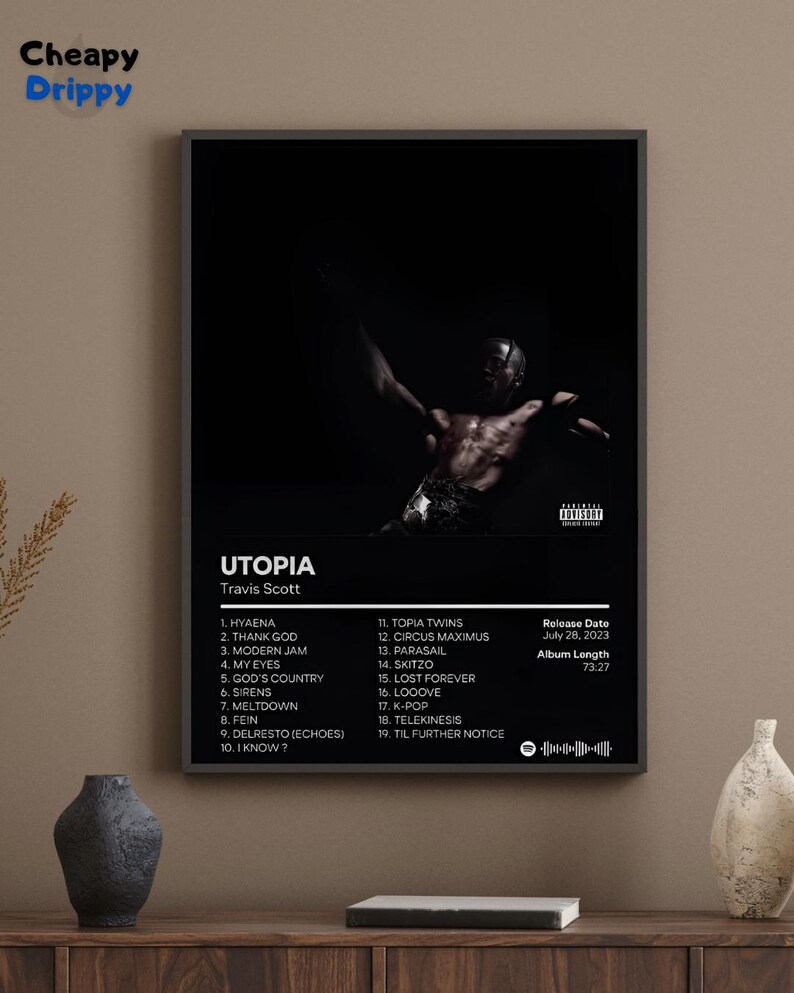Utopia Travis Scott Custom Album Poster Hip Hop Wall Art Personalized