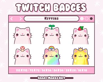 Kawaii Cats with Hats Sub Badges for Twitch/Discord (Digital Download)