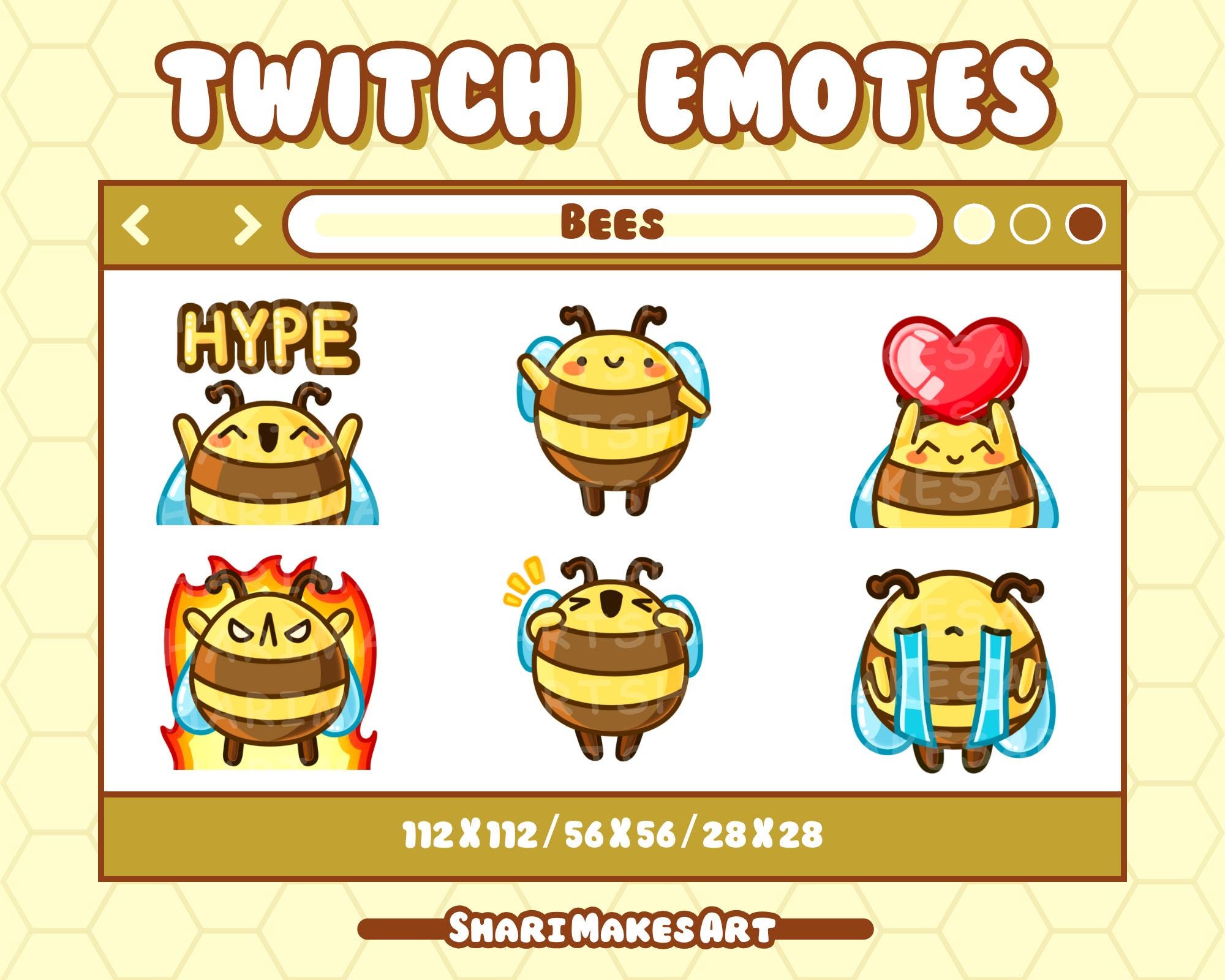 Kawaii Chunky Bee Twitch Emotes (digital Download) - Etsy