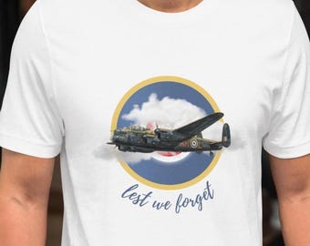 Lancaster Bomber Tshirt | WW2, Dambuster, Battle of Britain, RAF | Poppy, Remembrance