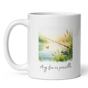 Fishing Mug | Angler | Fisherman | Matching Coaster | Gift Set | Mug | Anything is possible | Funny | Rod | Line | Gift | Tackle | Fish