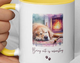 Golden Retriever-mugg | Hundpresent | Att vara söt är utmattande | Kaffekopp