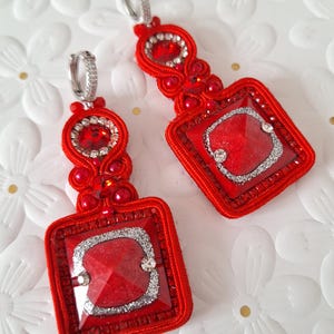 Stunning Red Soutache Earrings – Handmade Statement Jewelry & Perfect Gift