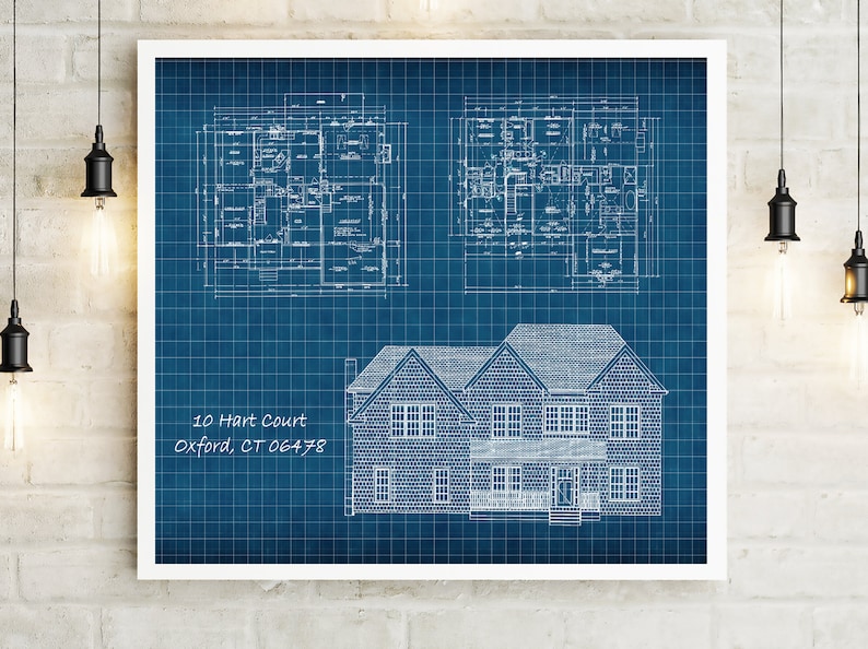 Personalized Wall Art Blueprint Portrait of your House Etsy