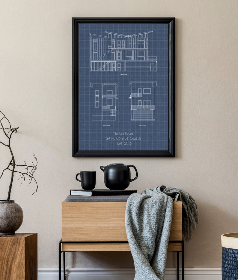 Personalized Wall Art Blueprint Portrait of Your New House Etsy