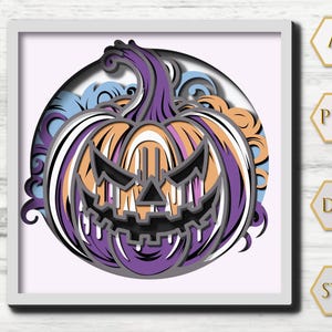 Halloween Pumpkin Shadow Box SVG Template, Layered Paper Cut, Autumn Wall Art Shadow box for Cricut and Silhouette, DIY Fall Home Décor