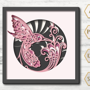 Colibri 3D - Svg Shadow box - Svg de papier cartonné en couches - pour cricut - pour silhouette fichiers SVG à téléchargement numérique, pour Cricut, Lightbox