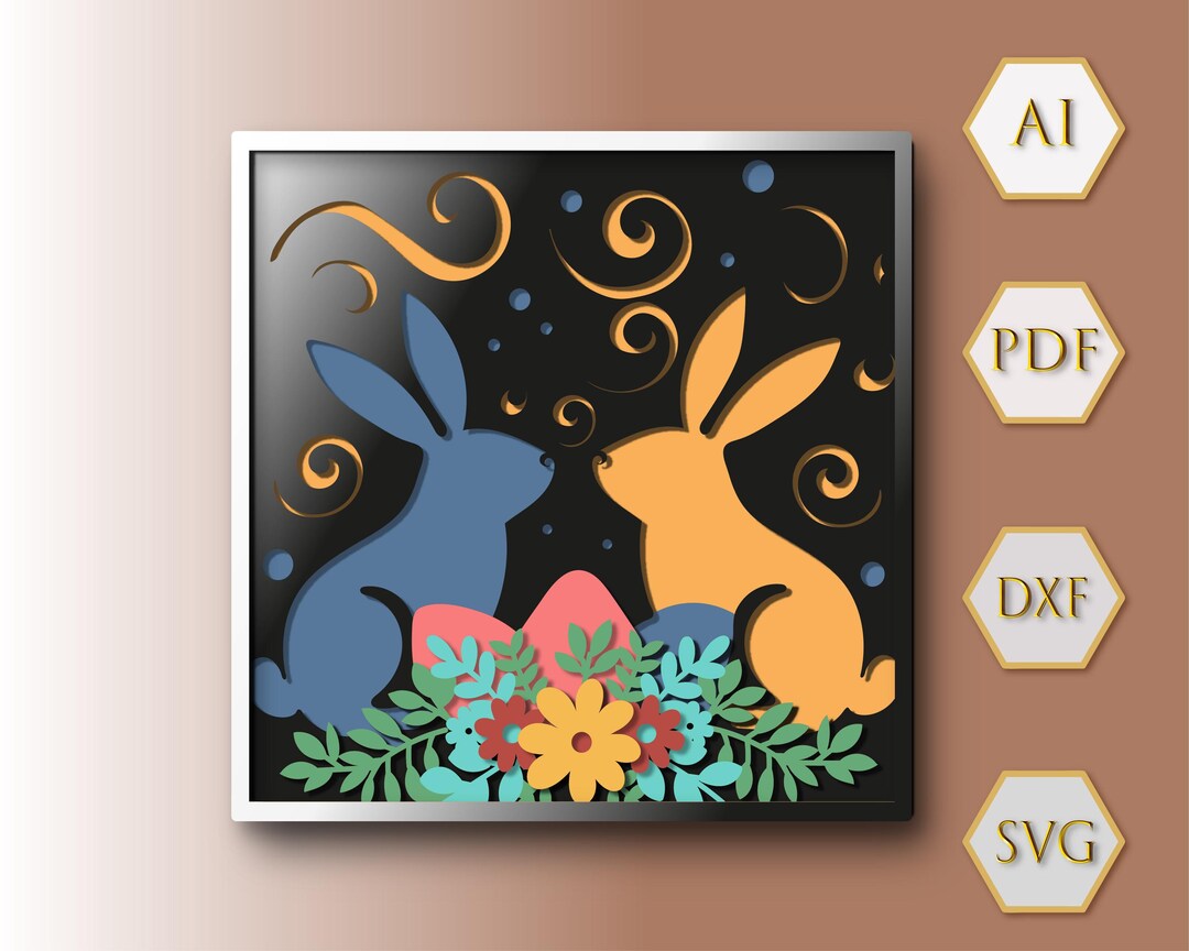 Easter Bunny Shadow Box SVG File, Paper Cut Lightbox (digital Download ...