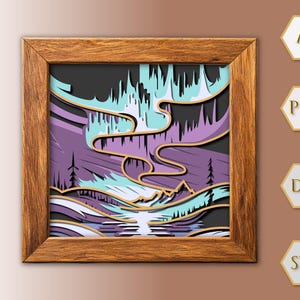 3D Northern Lights SVG, Layered Papercut Shadowbox (Digital Download)