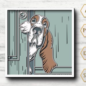 Basset Hound Shadow Box SVG: 3D Layered Papercut Files