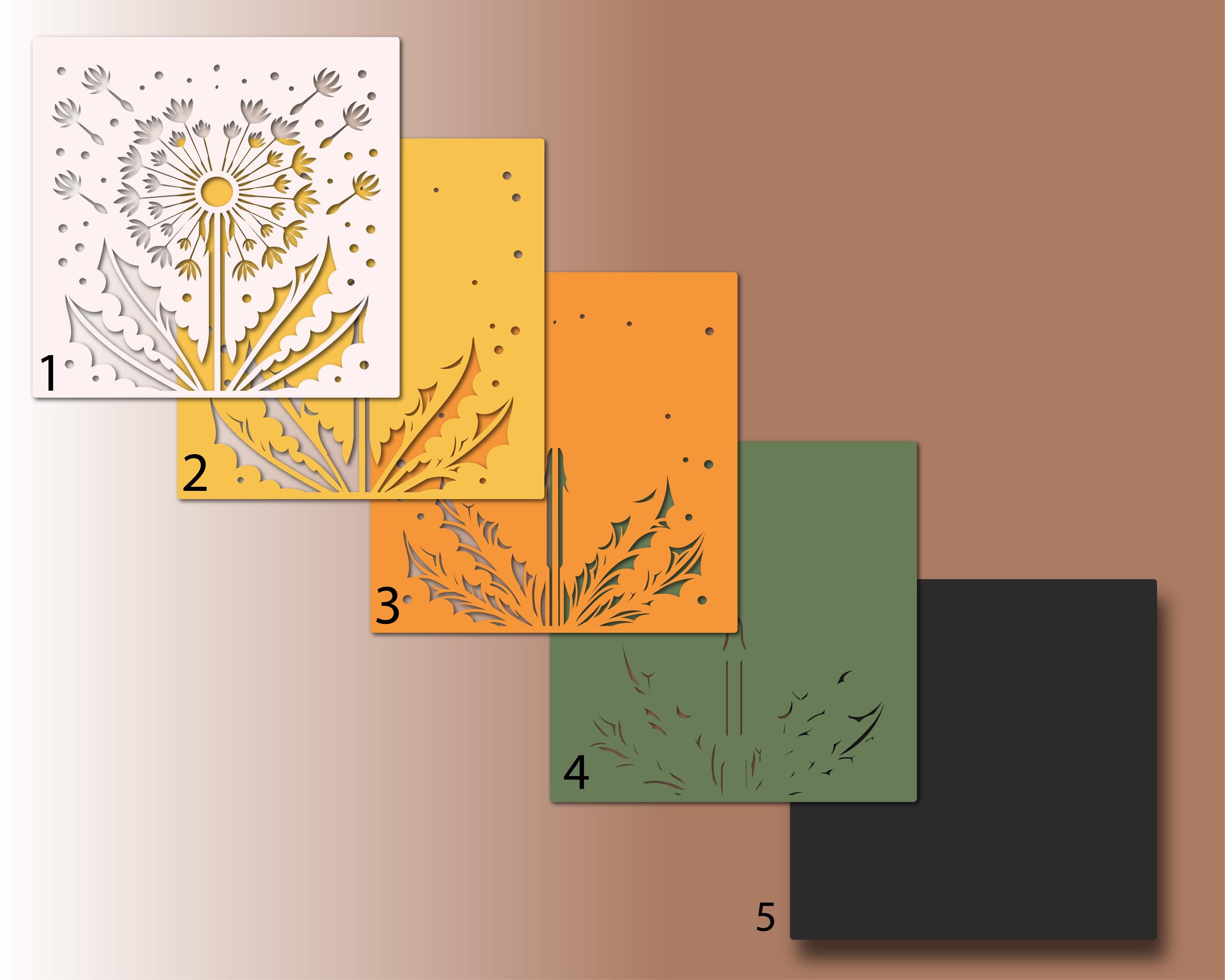 Dandelions SVG Shadow Box Template, 3D Layered Papercut (svg, Dxf, Pdf ...