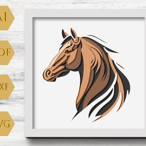 3D Pferd, Schattenbox-Svg, Papierschnitt-Vorlage, Cricut Trendy, Laser-Dxf-Dateien, Lichtbox-Svg