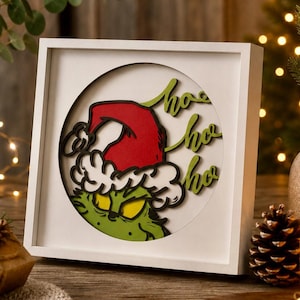 Caja de sombra navideña 3D de Papá Noel: SVG de papel recortado en capas, archivos Cricut