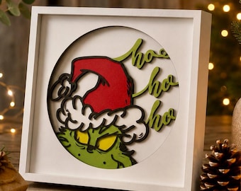 3D Santa Christmas Shadow Box: Layered Papercut SVG, Cricut Files