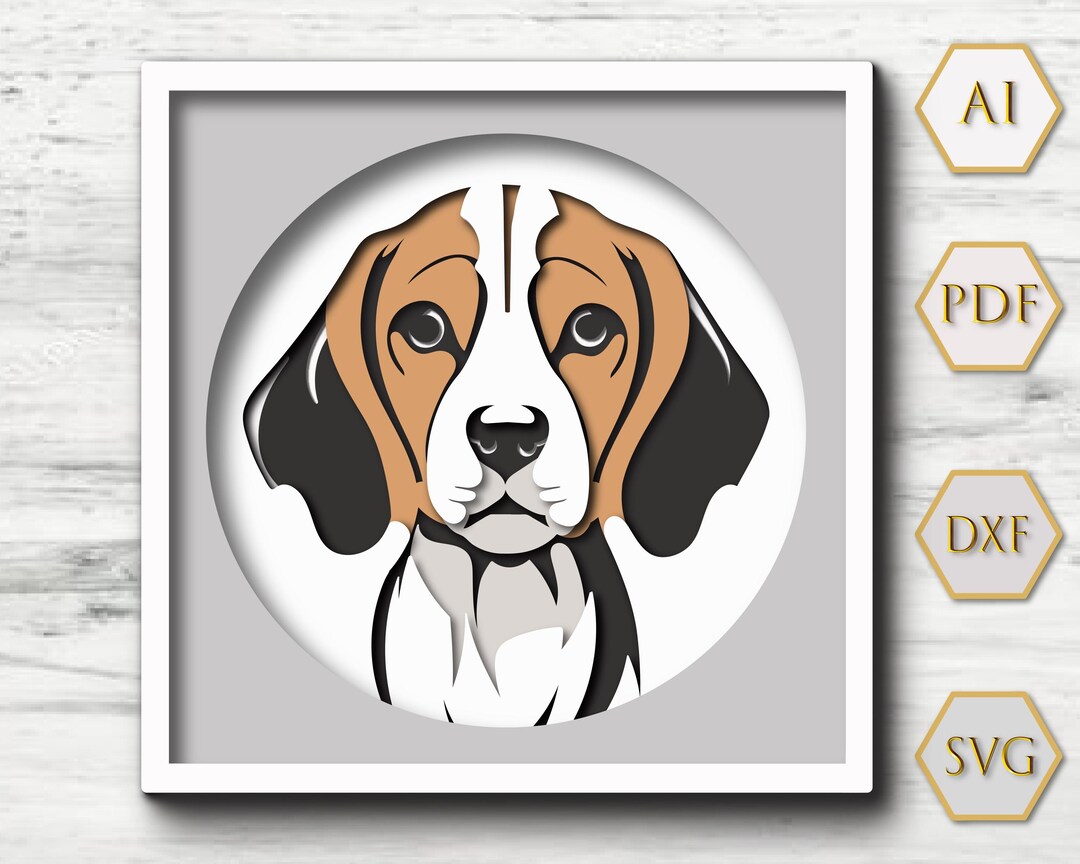 Beagle 3D Mandala SVG: Layered Dog Shadow Box (digital Download, 8x8in ...