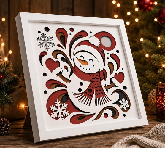 Christmas Snowman Shadow Box SVG — Christmas Layered Papercut