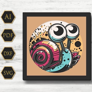 3D niedlichen Schnecke Schatten Box-Dateien, Papierschnitt Licht Box Vorlagendateien, Schatten Box Papierschnitt, 3D Papierschnitt Licht Box SVG-Datei DIY, schneiden Cricut