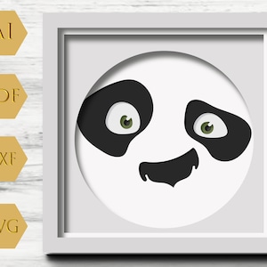 Caja de sombras de panda en formato SVG 3D, Panda en formato SVG 3D, Panda en formato Svg 3D, Oso panda en formato SVG 3D, Caja de sombras cortada con láser en formato SVG 3D, Cricut Silhouette
