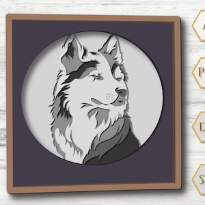 Husky dog SVG 3D Layered For Cardstock, Multilayer Papercut, Husky Shadow Box files for Cricut, silhouette dxf, dog Cut file, pet memorial