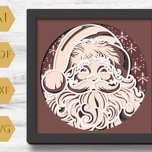 3D-Weihnachtsmann-Weihnachtsschattenbox, Rentier-Schattenbox SVG, Weihnachten geschichteter Papierschnitt, Weihnachtsmann, Dateien für Cricut Einfache Anweisungen