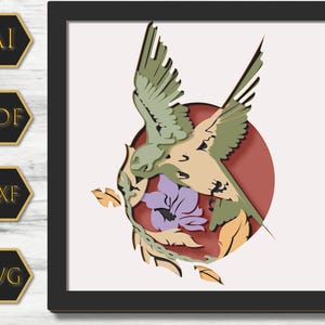 3dSwallow Shadow Box SVG - Hibiscus svg, svg hirondelle, oiseau svg, svg fleurs, fichier svg pour cricut, pour Silhouette, svg en couches