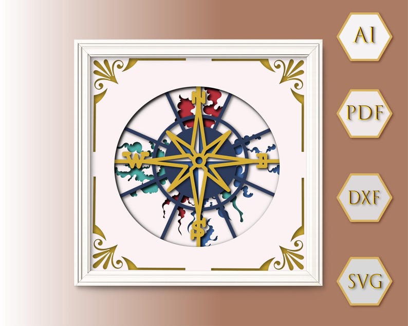 3D COMPASS TEACHER Shadow Box Svg - for Cricut - for Silhouette - Etsy