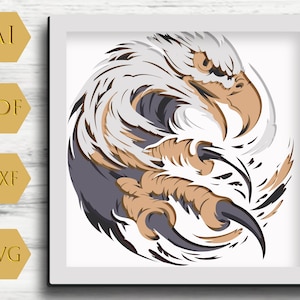 American Eagle Shadow Box Svg, bandiera americana 3d svg, Bald Eagle Shadow box svg, modello di scatola luminosa tagliata in carta, 4 luglio Svg, Cricut
