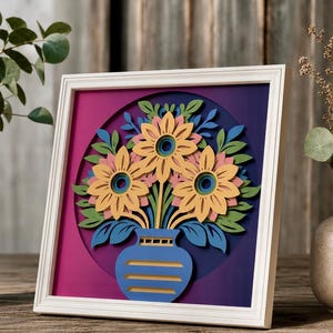 Flower Bouquet Shadow Box SVG Template: Layered Paper Project (Digital Download)