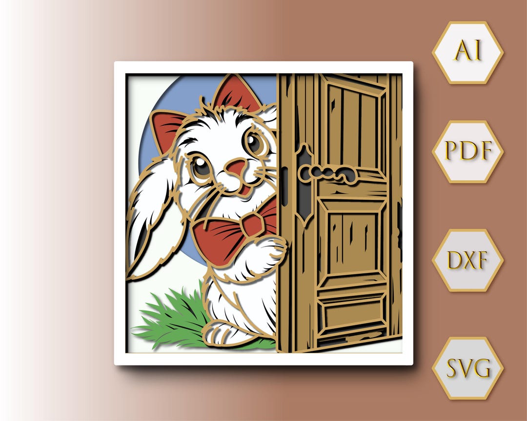 Easter Bunny Shadow Box SVG File, Paper Cut Lightbox (digital Download ...
