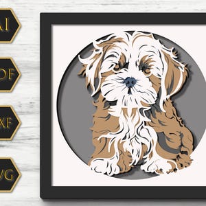 Plantilla de caja de luz de corte de papel Shih Tzu, caja de sombra, archivo svg de caja de luz de corte de papel 3D DIY, corte Cricut, plantilla svg Cricut, Sillhouette