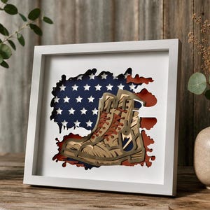 Military Boots Shadow Box SVG: Patriotic 4th July Design (Digital Download)