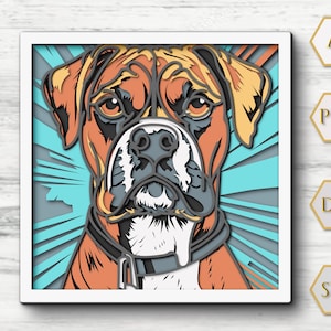 Boxer Dog Shadow Box SVG: 3D Layered Papercut Files