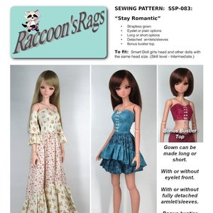 Smart Doll Clothes, Digital Sewing Pattern PDF. 40 Page Ebook.  SSP-083: "Stay Romantic"  for default bust Smart Doll.