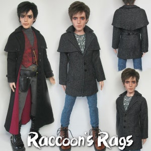 Straightforward Sewing Pattern PDF- SSP-022:  Long & short coat for 17&quot; Tonner male dolls. Matt, Rufus, Phin, Penn, some slim MSD