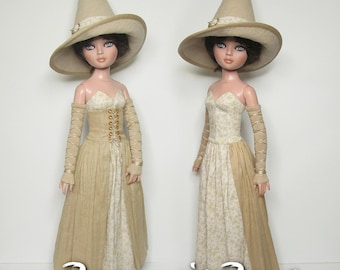 STRAIGHTFORWARD SEWING Pattern SSP-036 &quot;White Wytch&quot; Dress, skirted corset, gloves and hat. Everything is lined.  for Ellowyne & friends