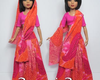 STRAIGHTFORWARD SEWING Pattern SSP-034: &quot;Bollywood Style&quot; All fully lined, skirt, top, and shawl, for Ellowyne Wilde & friends