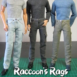PDF Full tutorial with pattern TUTE#002: Jeans & pants for 12&quot; male dolls, such as Ken. Also fits Tonner Patience.