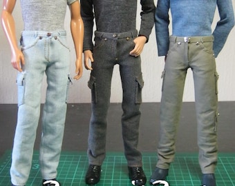 PDF Full tutorial with pattern TUTE#002: Jeans & pants for 12&quot; male dolls, such as Ken. Also fits Tonner Patience.