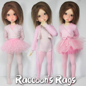 STRAIGHTFORWARD SEWING Pattern SSP-043: &quot;ballet&quot; outfit for Kaye Wiggs dolls.  (43cm Mei Mei) Tights, leotard, cardigan and tutu.