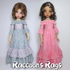 Kaye Wiggs MSD dolls.  (43cm Mei Mei & both 45cm MSDs) DIGITAL Sewing pattern SSP-065: &quot;My Posh Frock&quot;   Dress, armlets, petticoat.