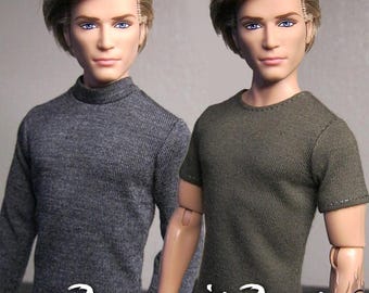 PDF Full tutorial with pattern TUTE#001: Tee shirt & turtleneck for 12&quot; male dolls, such as Ken. Also fits Tonner Patience.